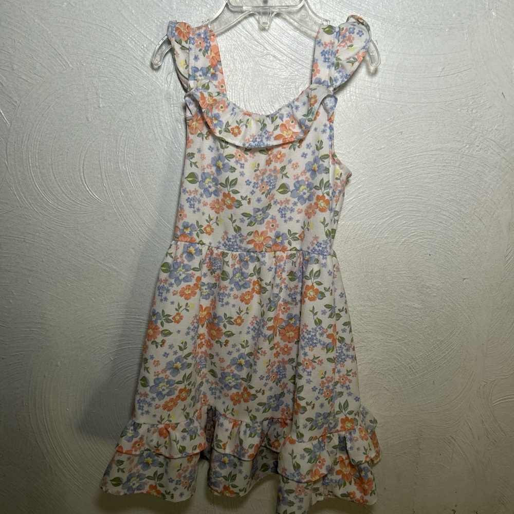 Charming Floral Kids Dress with Ruffle Accents